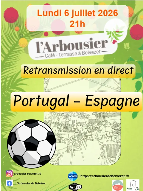 Retransmission du match Portugal–Espagne à l'Arbousier le 6 juillet 2026