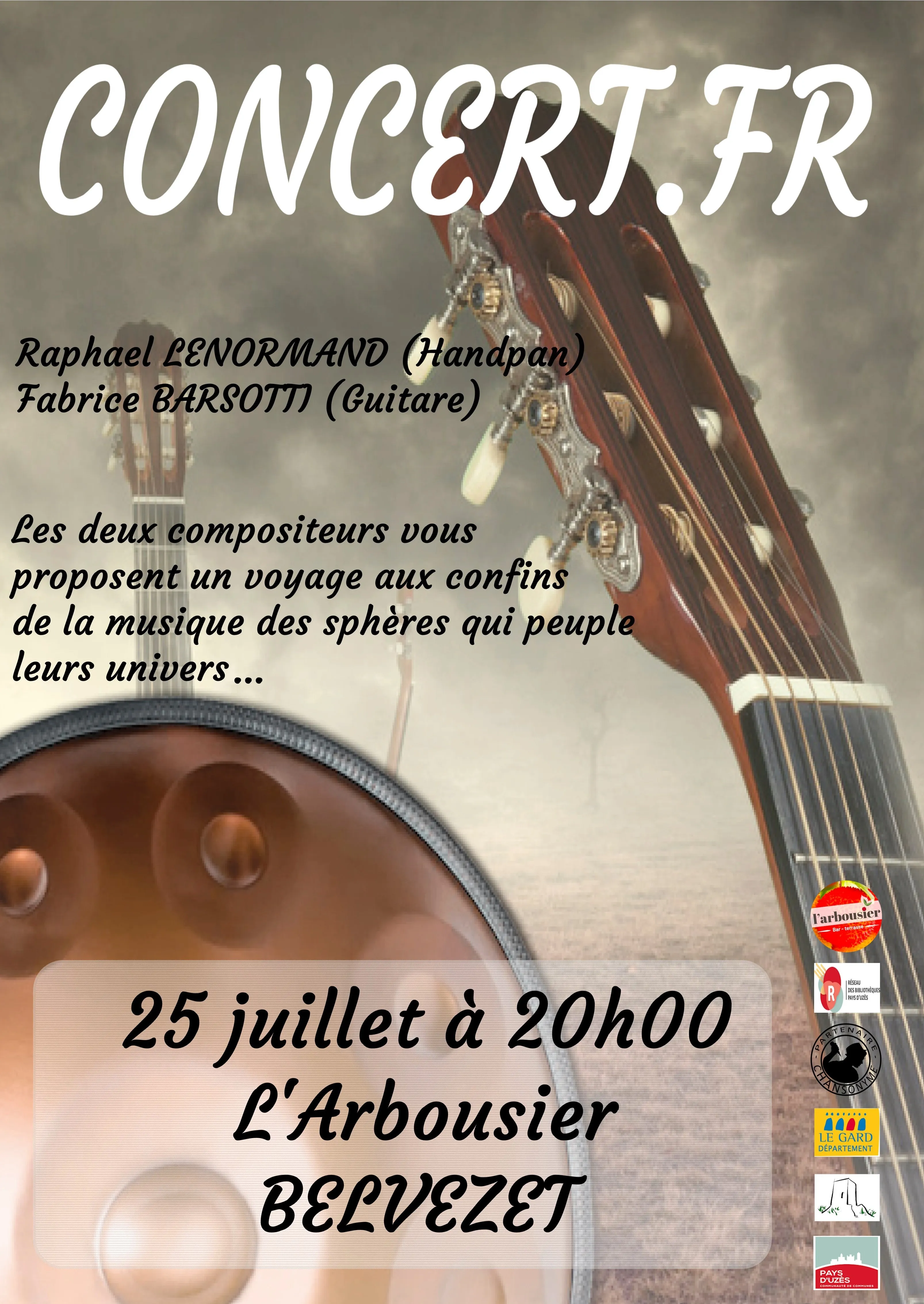 Affiche du concert de Fabrice Barsotti et Raphaël Lenormand à l'Arbousier