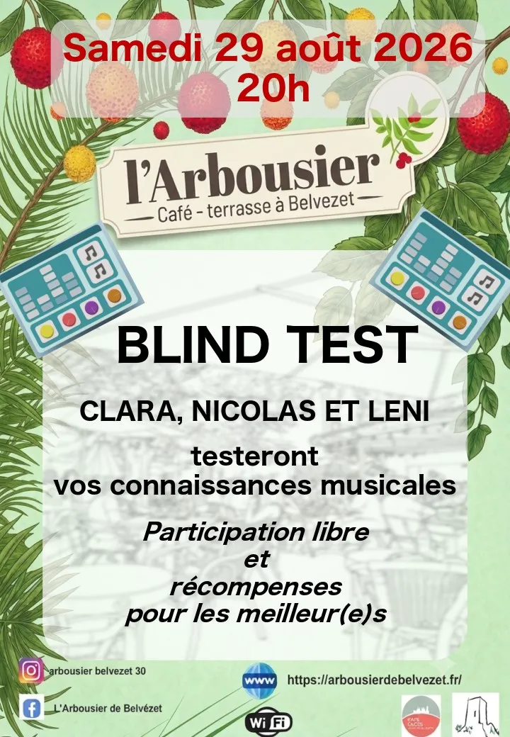 Blind test musical à l'Arbousier le 29 août 2026